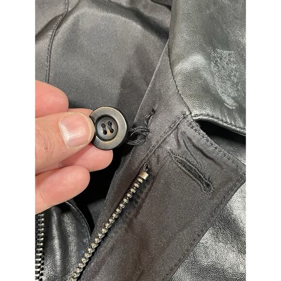 Vintage Tom James Reversible Jacket Leather/Nylon Men’s Size Large-Overcoat - Picture 11 of 14